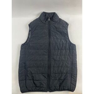 Chaps Jacket Men's Size Small Black Puffer Vest Full Zip Pockets LOGO Embroider